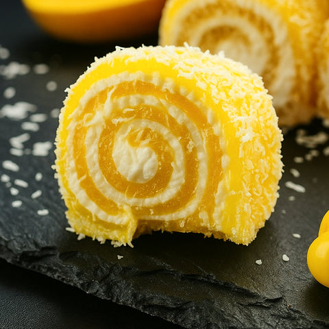 Mango gabalėlis su kokoso drožlėmis