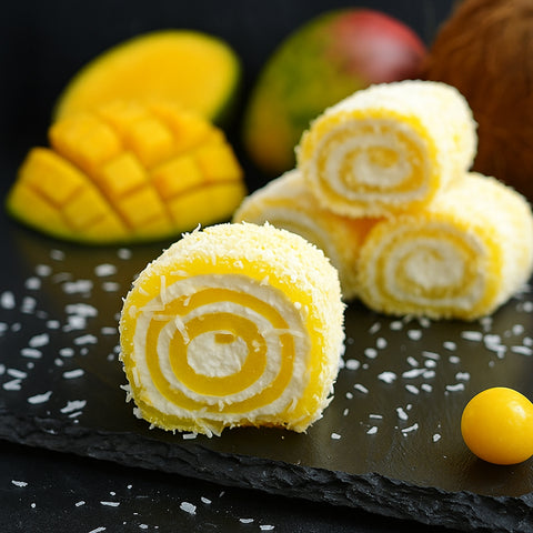 Mango gabalėlis su kokoso drožlėmis