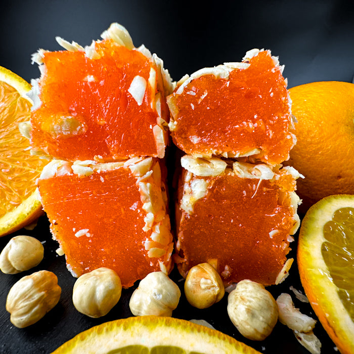 Orangen-Lokum mit Haselnüssen