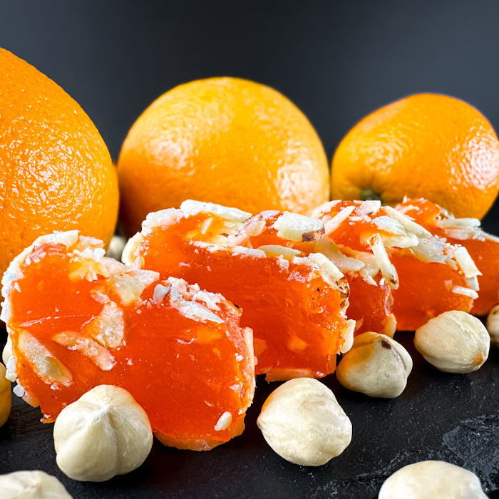 Orangen-Lokum mit Haselnüssen