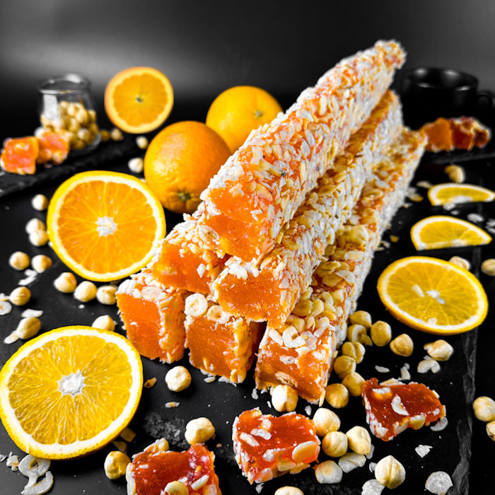 Orangen-Lokum mit Haselnüssen