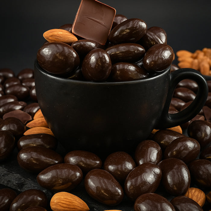 Dražejas ar mandelēm piena beļģu šokolādē