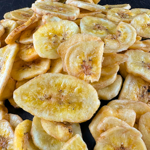 Kaltētas banānu čipsi