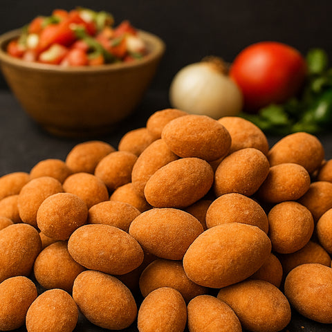Kraukšķīgi zemesrieksti salsa glazūrā