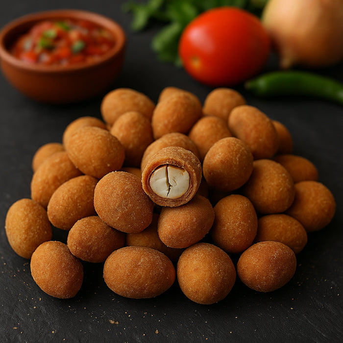 Kraukšķīgi zemesrieksti salsa glazūrā