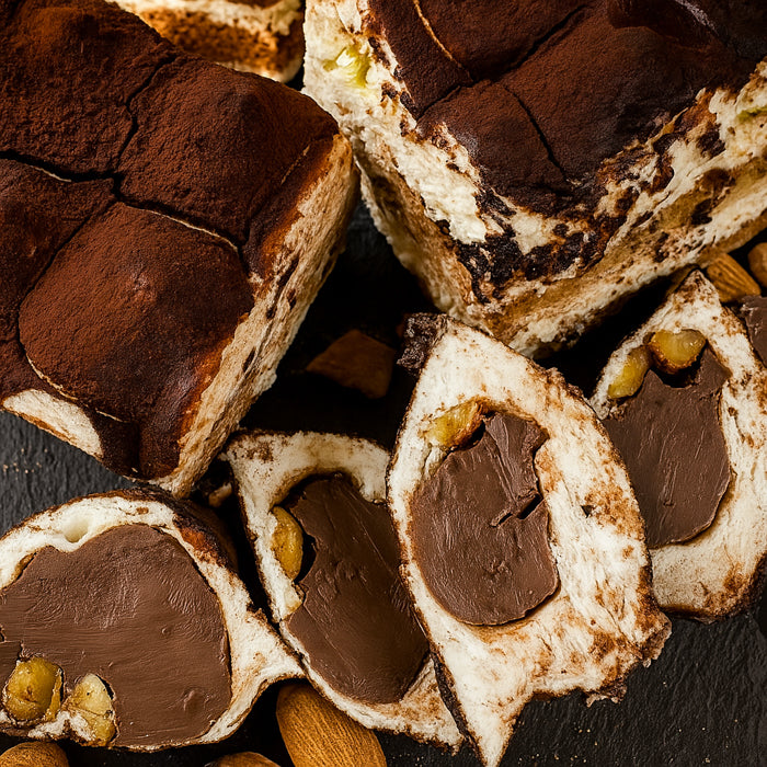 Tiramisu maiustus kakaoga ja sarapuupähklitega