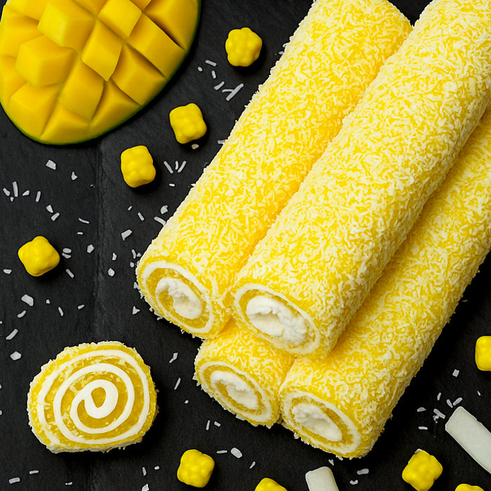 Lokum mit Mango und Kokosraspeln